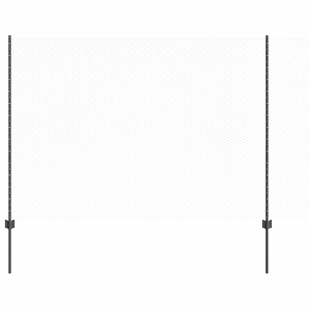 Recinzione esagonale da esterno con palo 10 x 1,6 m Grigio Rete