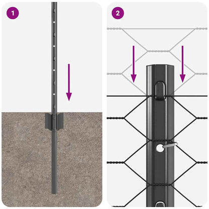 Recinzione con Posto Grigio 0,4 x 25 m Acciaio