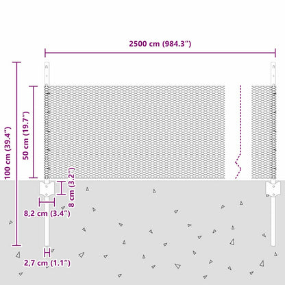 Recinzione esagonale da esterno con palo 25 x 0,5 m Grigio Rete
