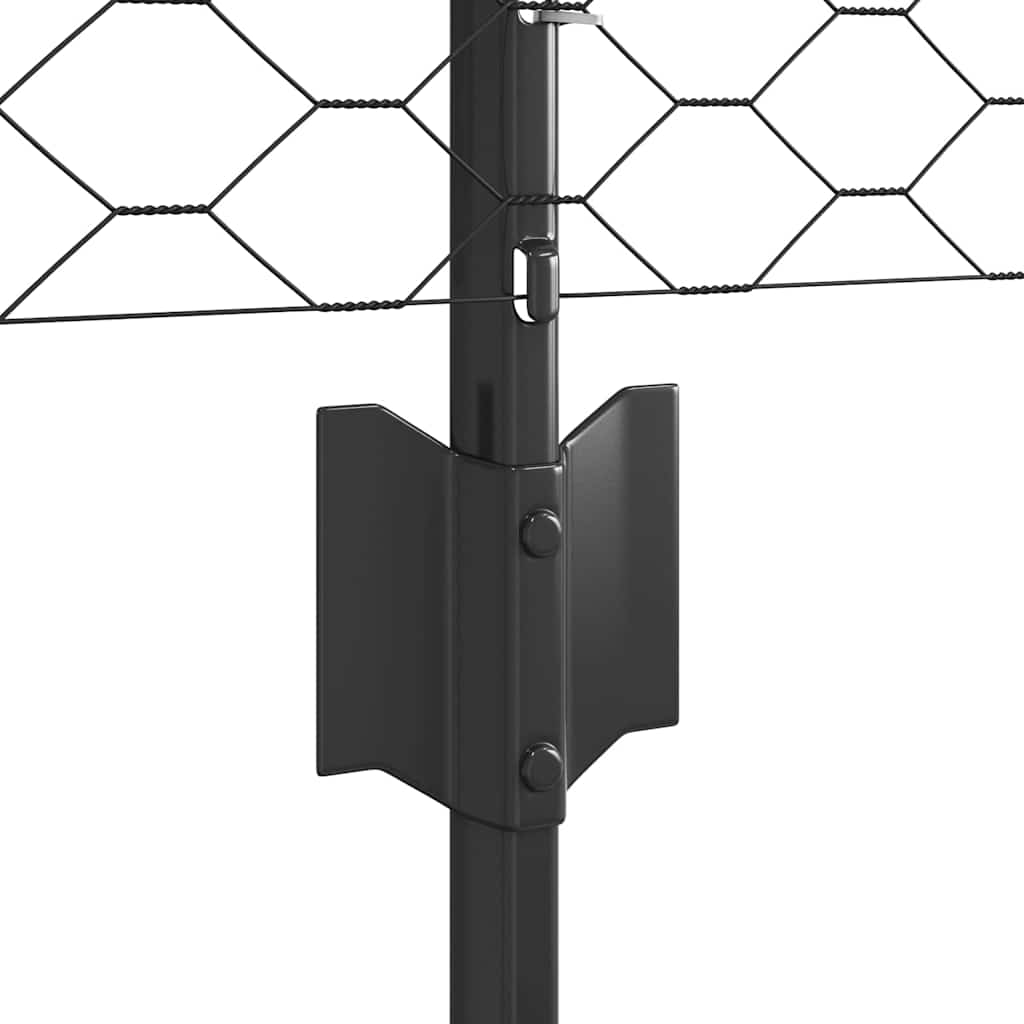 Recinzione esagonale con palo 25 x 0,5 m Grigio Rete