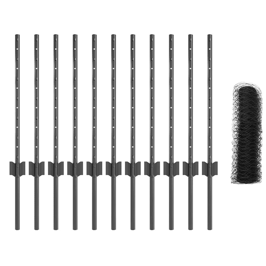 Recinzione con Posto Grigio 0,6 x 25 m Acciaio e PVC