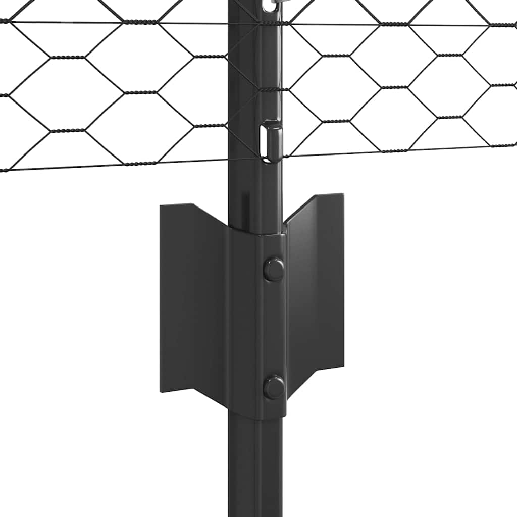 Recinzione esagonale da esterno con palo 25 x 0,8 m Grigio Rete