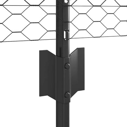 Recinzione esagonale da esterno con palo 25 x 0,8 m Grigio Rete