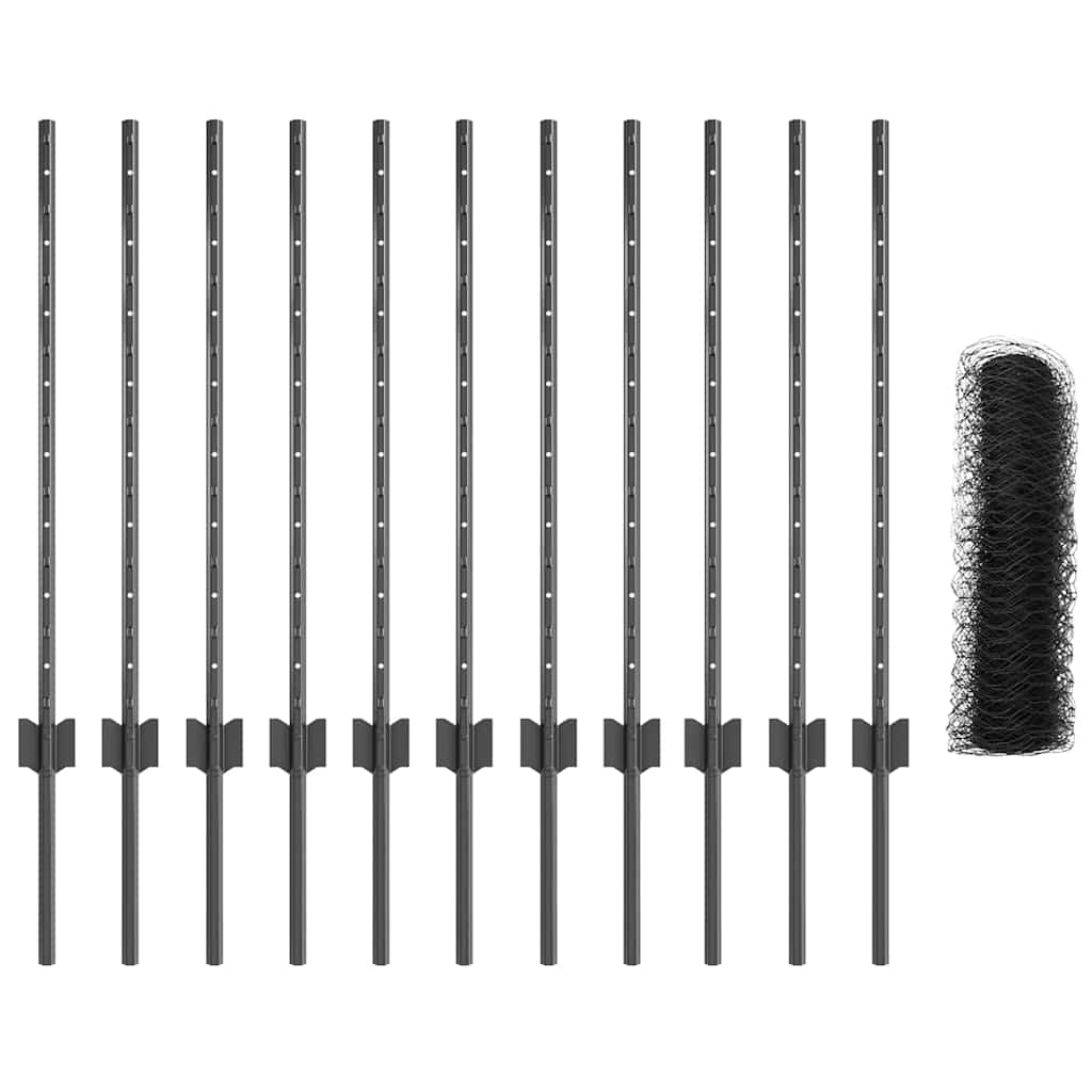 Recinzione con Posto Grigio 0,8 x 25 m Acciaio