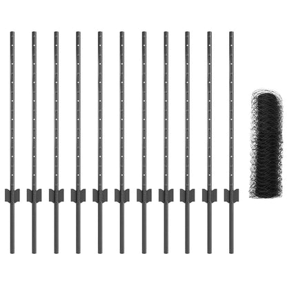 Recinzione con Posto Grigio 0,8 x 25 m Acciaio