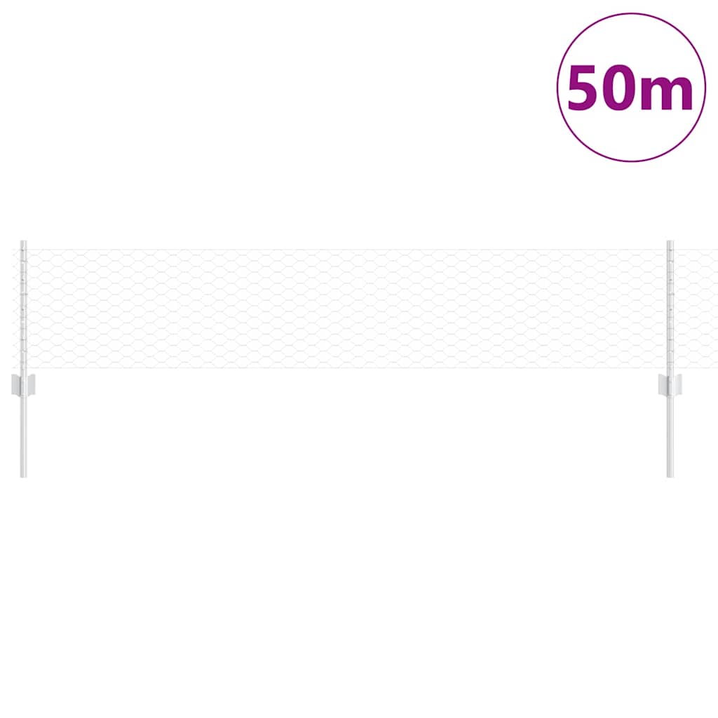 Recinzione con Posto Grigio 0,4 x 50 m Acciaio e PVC