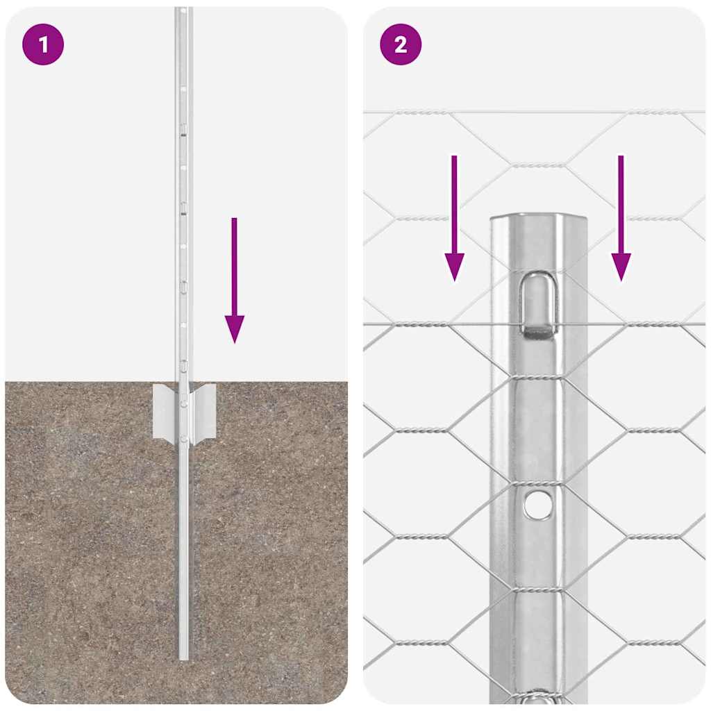 Recinzione con Posto Argento 0,5 x 10 m Acciaio