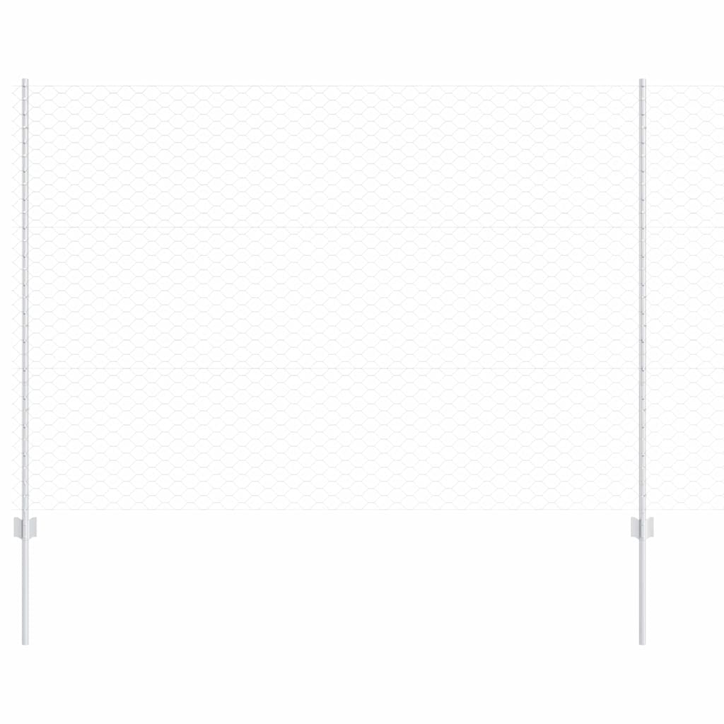 Recinzione esagonale da esterno con palo 10 x 1,5 m Argento