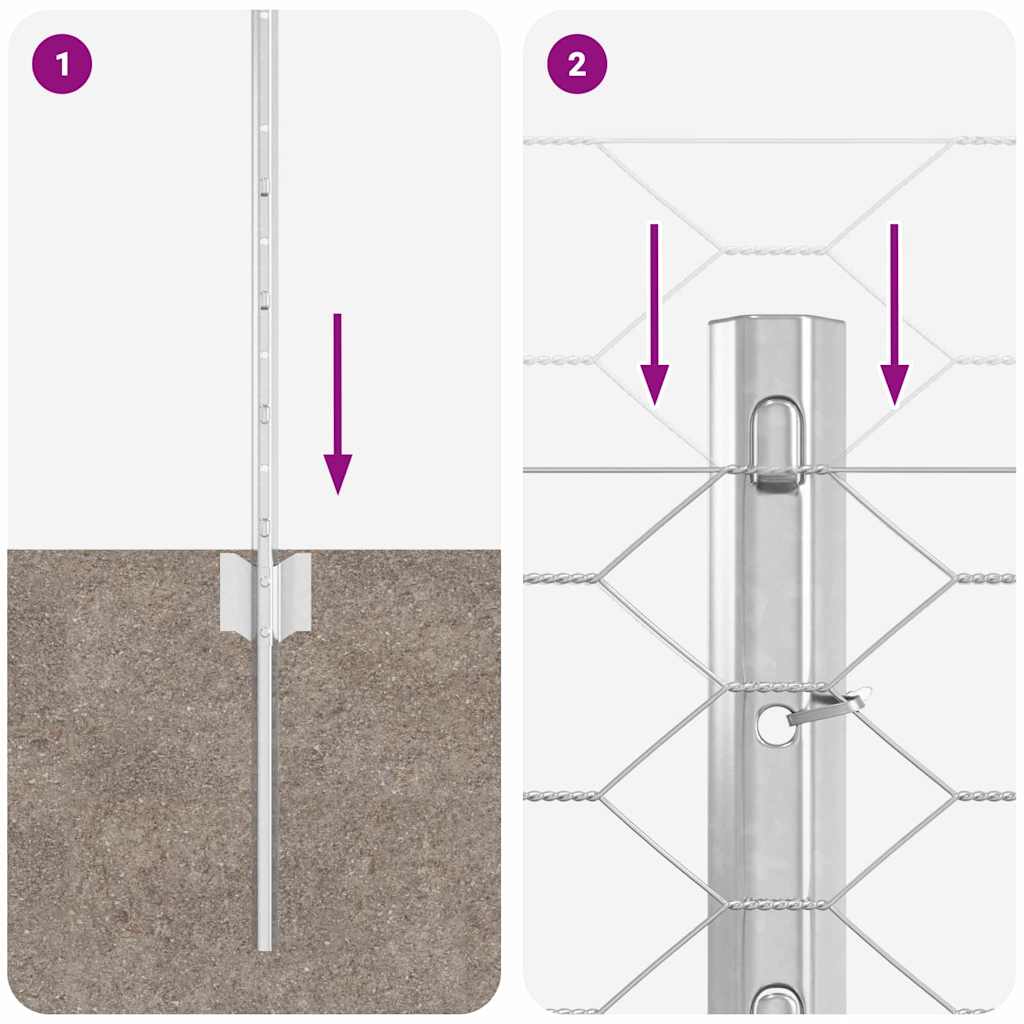 Recinzione con Posto Argento 0,4 x 25 m Acciaio