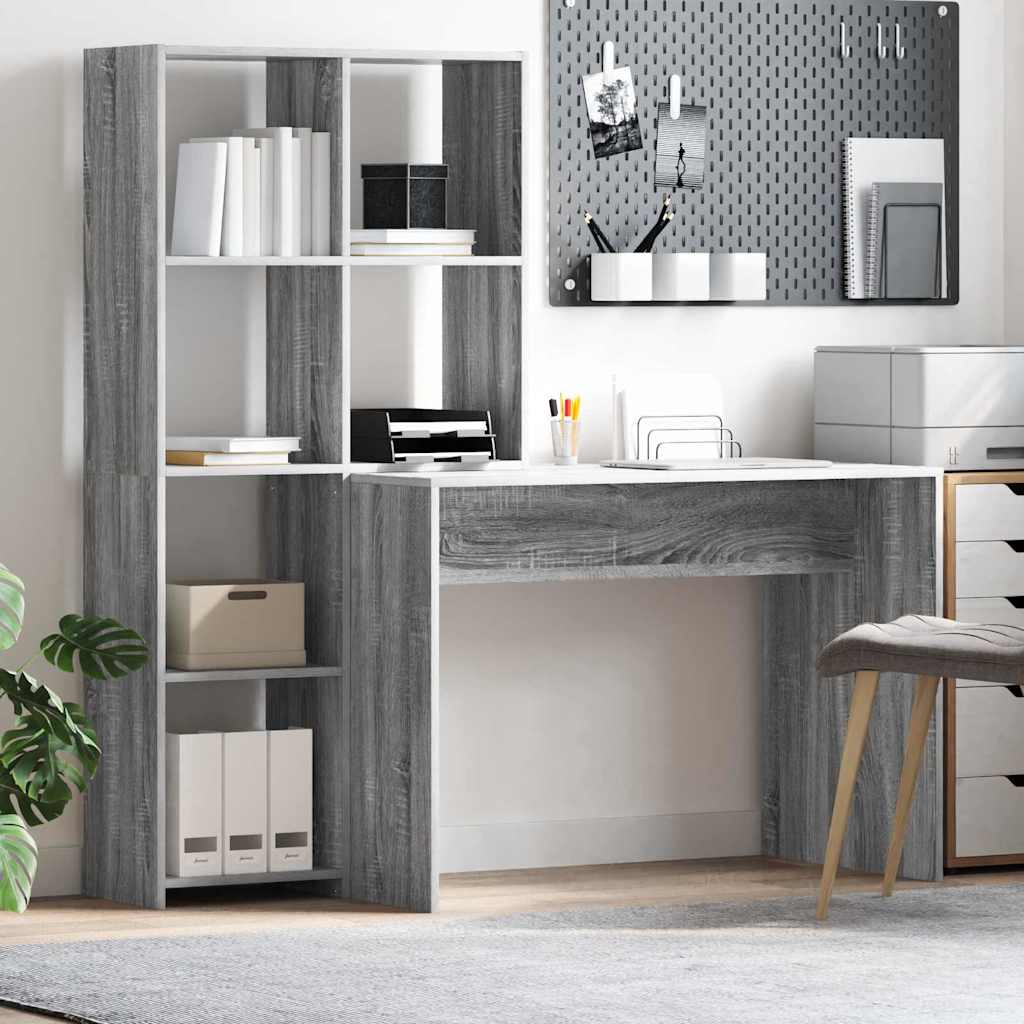 Scrivania Grigio Sonoma 138,5 x 55 x 143 cm Legno multistrato