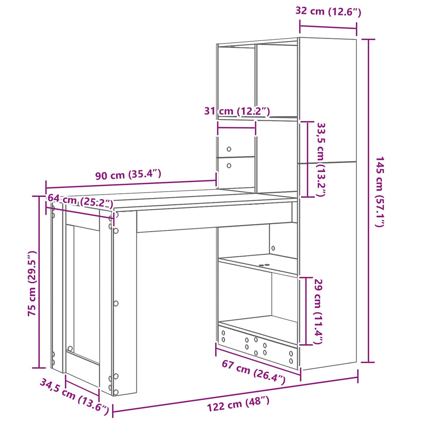 Scrivania Bianco 122 x 67 x 145 cm Legno multistrato