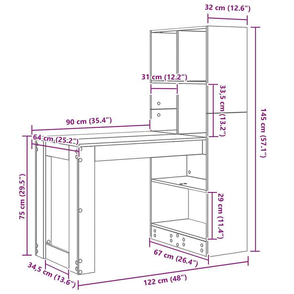 Scrivania Rovere Sonoma 122 x 67 x 145 cm Legno multistrato