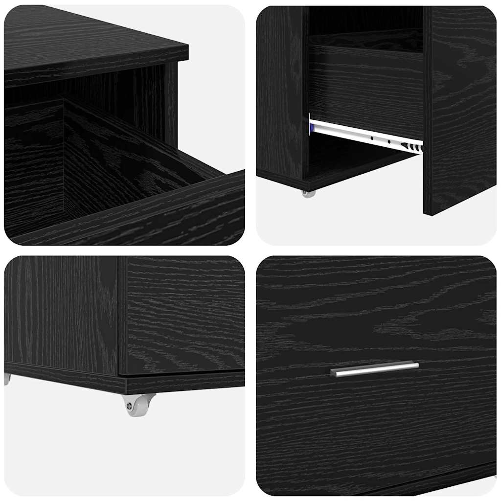 Scrivania Rovere Nero 131,5 x 50 x 106,5 cm Legno multistrato | homemem39