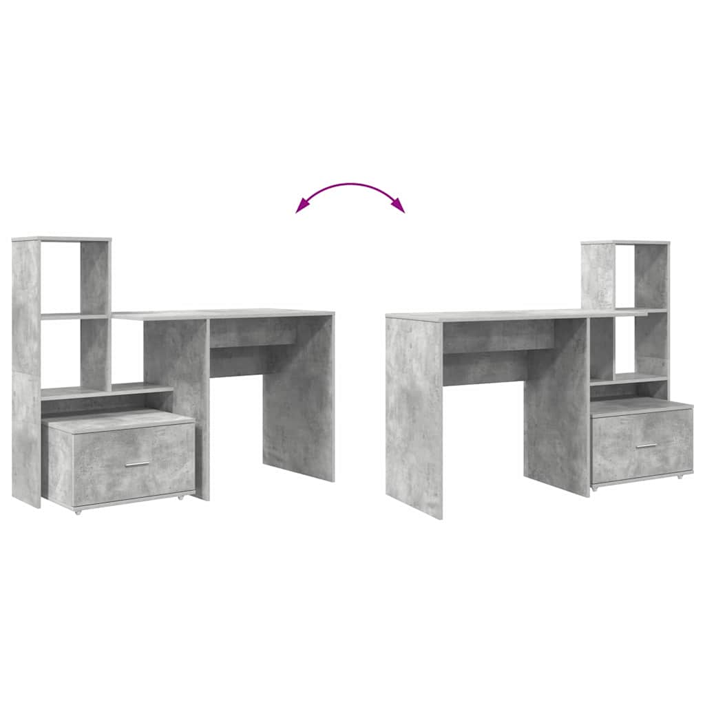 Scrivania con cassetto Grigio cemento 131,5 x 50 x 106,5 cm