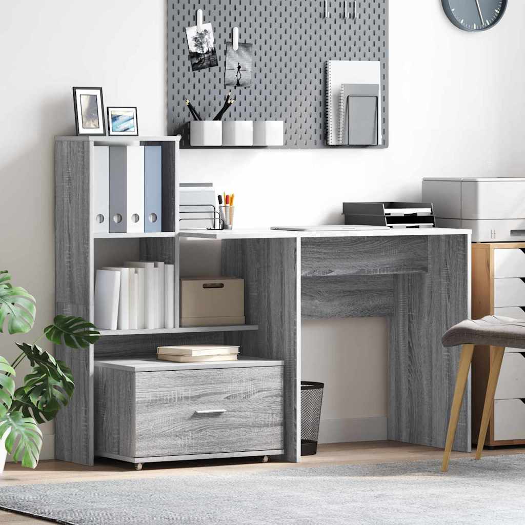 Scrivania Grigio Sonoma 131,5 x 50 x 106,5 cm Legno multistrato