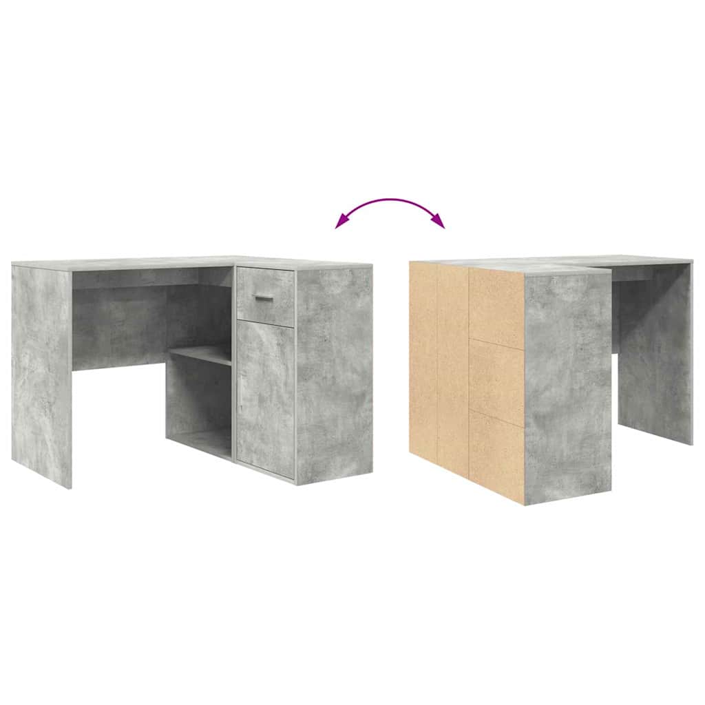 Scrivania ad angolo Grigio cemento 102 x 88 x 75 cm