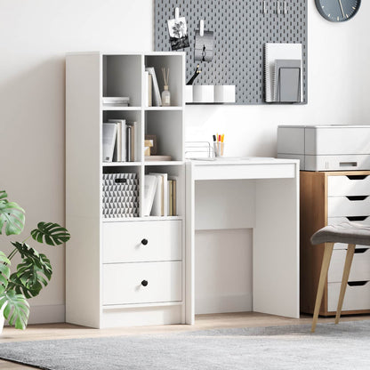 Scrivania con cassetto con lo scaffale 2 pcs Bianco