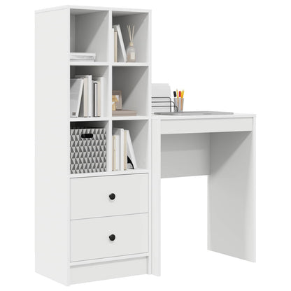 Scrivania con cassetto con lo scaffale 2 pcs Bianco