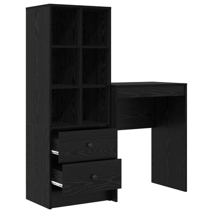 Scrivania con cassetto con lo scaffale 2 pcs Rovere Nero