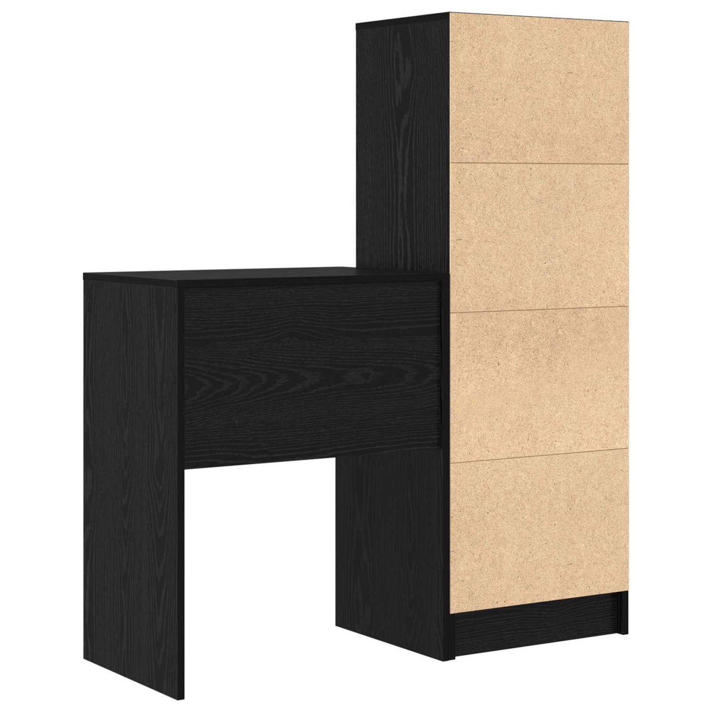 Scrivania con cassetto con lo scaffale 2 pcs Rovere Nero