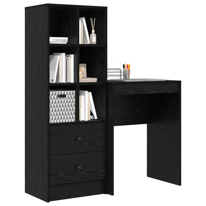 Scrivania con cassetto con lo scaffale 2 pcs Rovere Nero