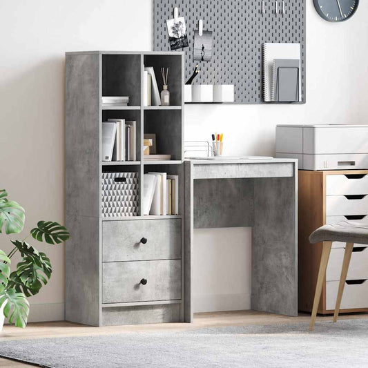 Scrivania con cassetto 2 pcs Grigio cemento