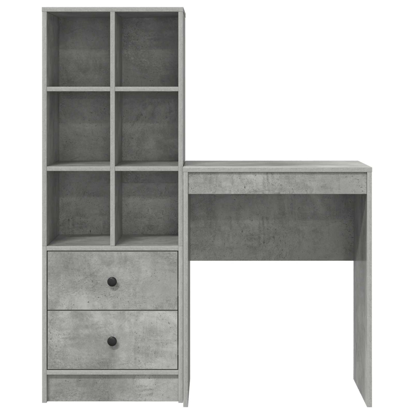 Scrivania con cassetto con lo scaffale 2 pcs Grigio cemento