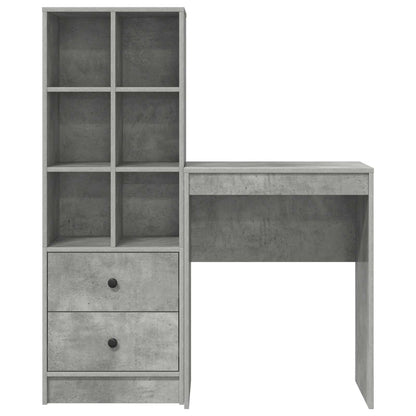 Scrivania con cassetto con lo scaffale 2 pcs Grigio cemento