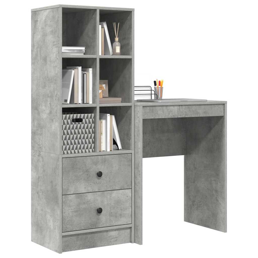 Scrivania con cassetto 2 pcs Grigio cemento