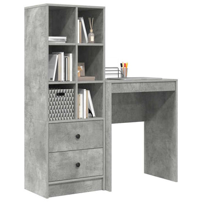 Scrivania con cassetto 2 pcs Grigio cemento