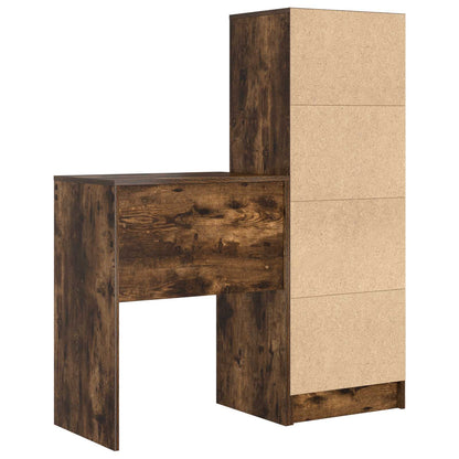 Scrivania con cassetto con lo scaffale 2 pcs Rovere fumé