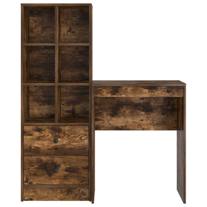 Scrivania con cassetto con lo scaffale 2 pcs Rovere fumé