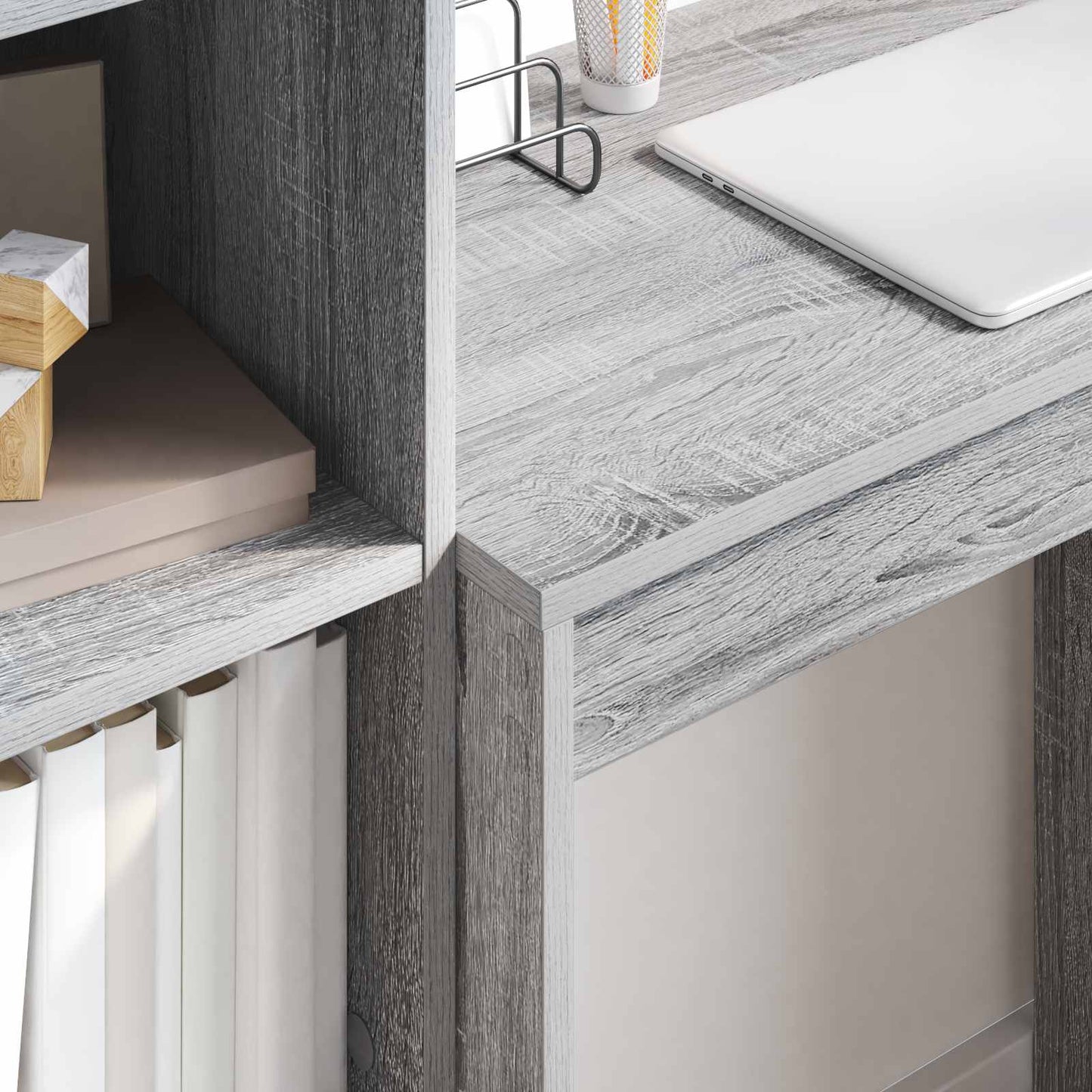 Scrivania con cassetto con lo scaffale 2 pcs Grigio Sonoma