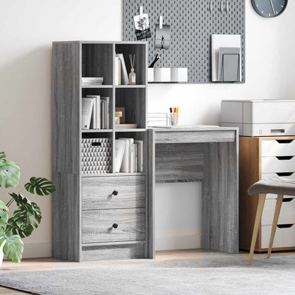Scrivania con cassetto con lo scaffale 2 pcs Grigio Sonoma