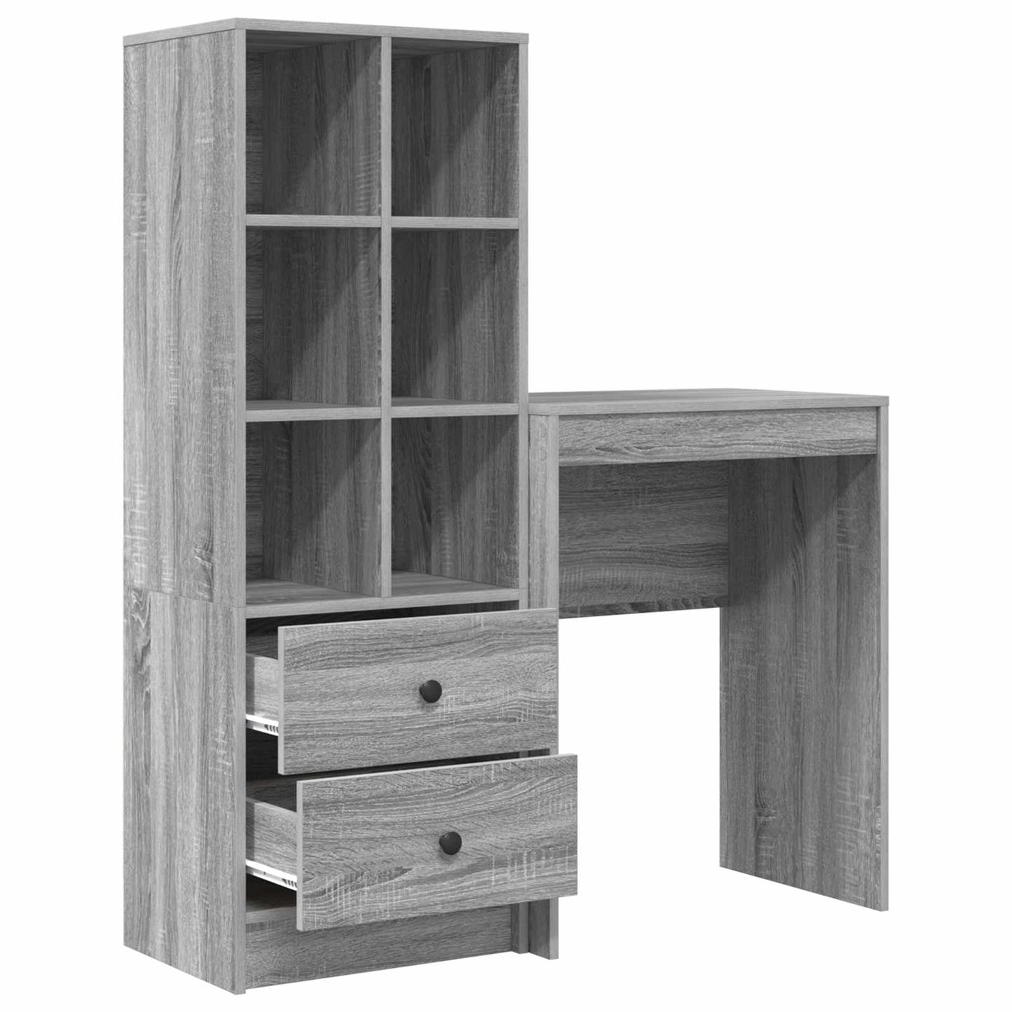 Scrivania con cassetto con lo scaffale 2 pcs Grigio Sonoma