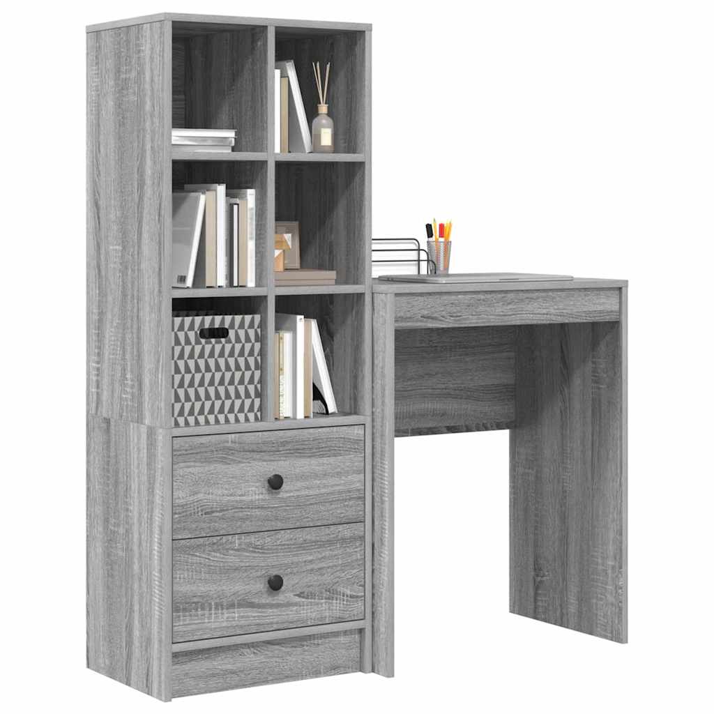 Scrivania con cassetto 2 pcs Grigio Sonoma
