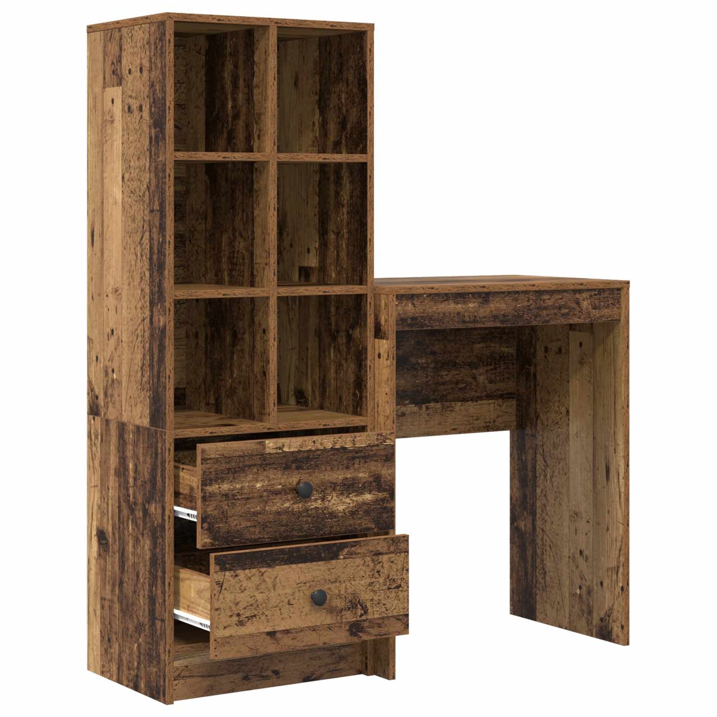 Scrivania con cassetto con lo scaffale 2 pcs Legno vecchio