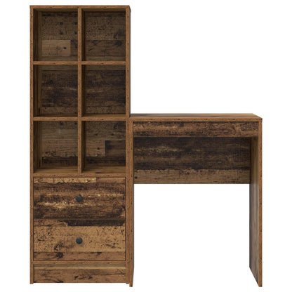 Scrivania con cassetto 2 pcs Legno vecchio