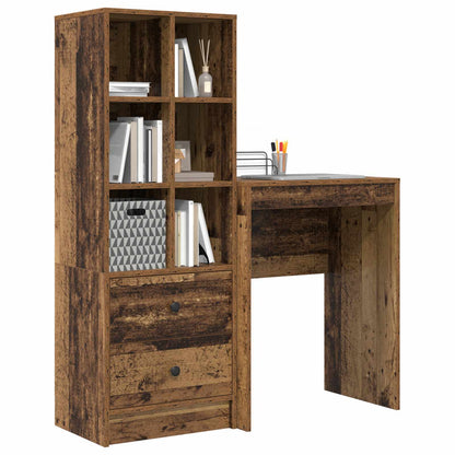 Scrivania con cassetto con lo scaffale 2 pcs Legno vecchio