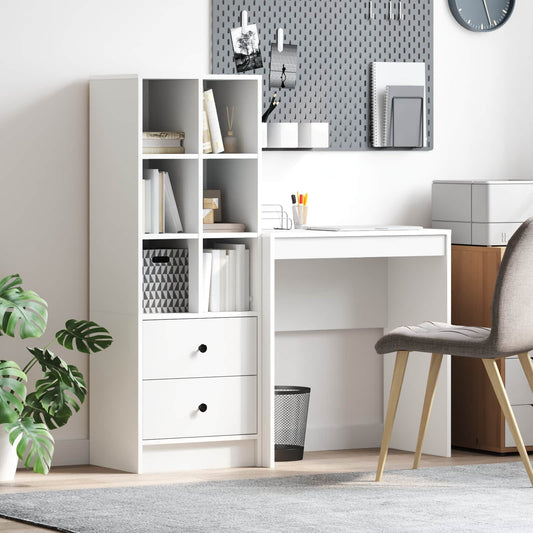 Scrivania con cassetto con lo scaffale 2 pcs Bianco