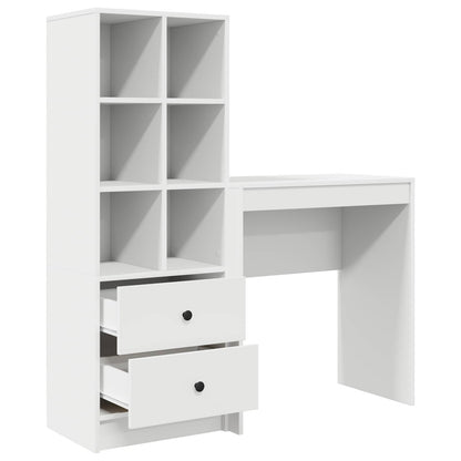 Scrivania con cassetto con lo scaffale 2 pcs Bianco