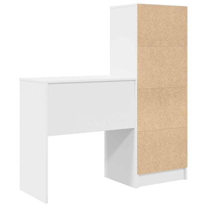 Scrivania con cassetto con lo scaffale 2 pcs Bianco