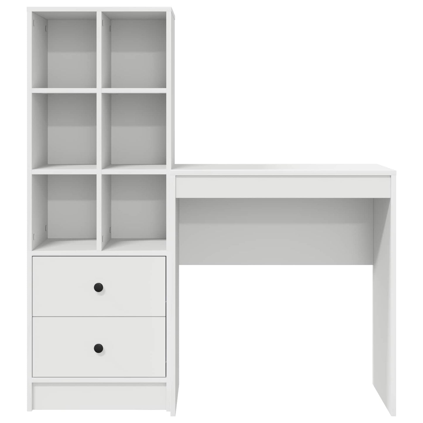 Scrivania con cassetto con lo scaffale 2 pcs Bianco
