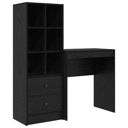 Scrivania con cassetto con lo scaffale 2 pcs Rovere Nero