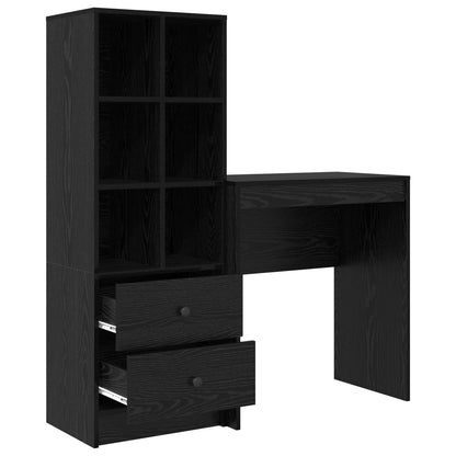 Scrivania con cassetto con lo scaffale 2 pcs Rovere Nero