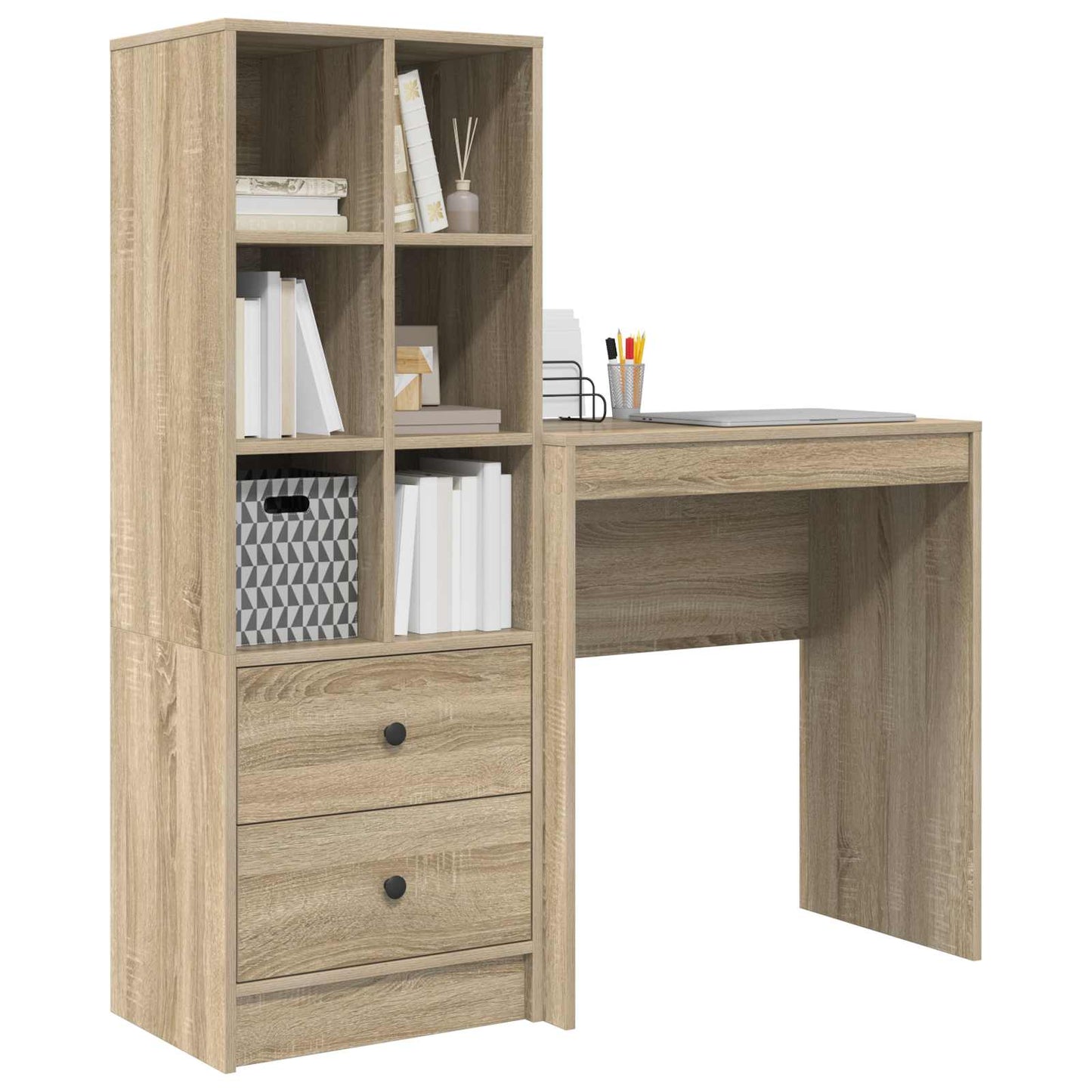 Scrivania con cassetto con lo scaffale 2 pcs Rovere Sonoma