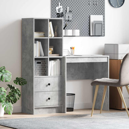 Scrivania con cassetto con lo scaffale 2 pcs Grigio cemento