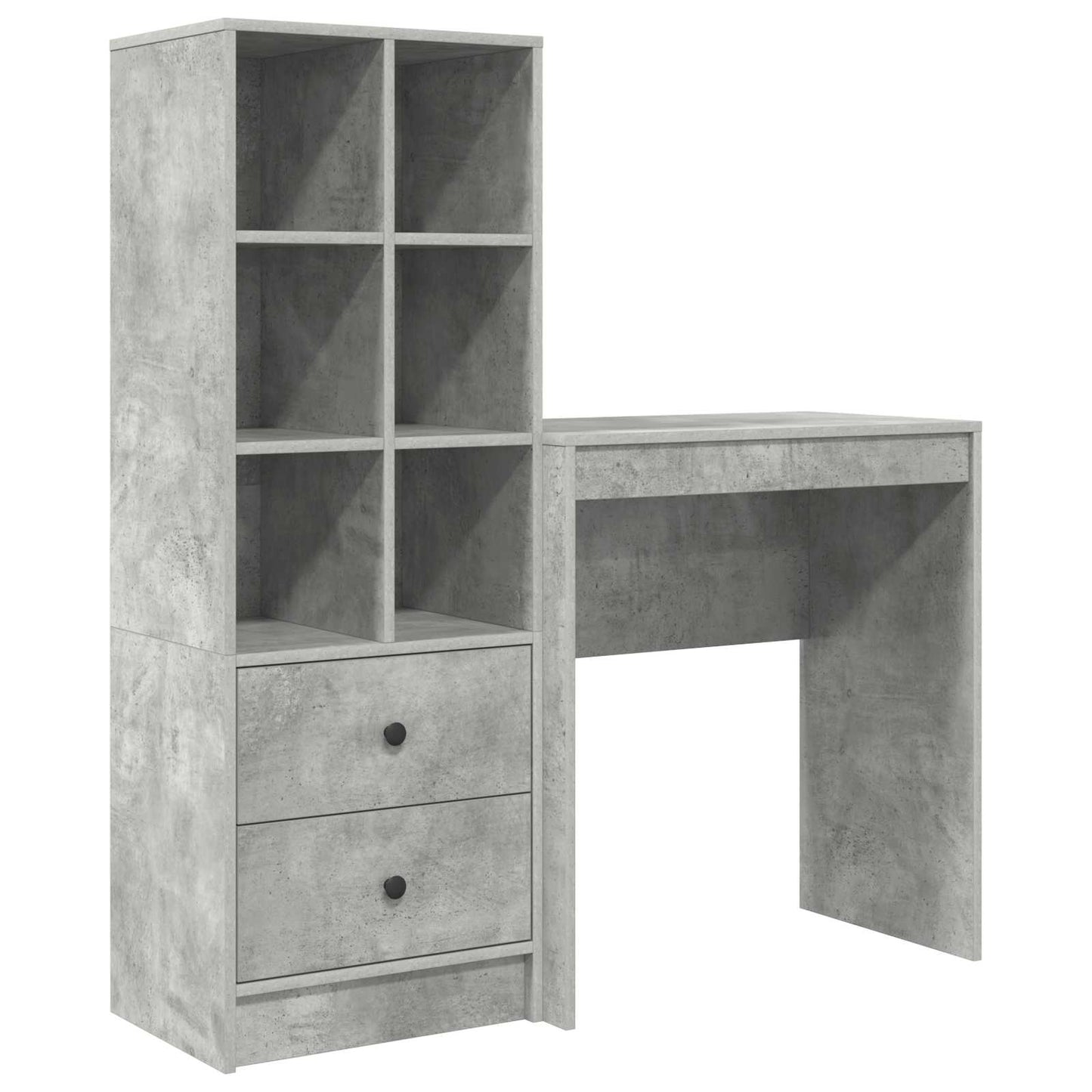 Scrivania con cassetto con lo scaffale 2 pcs Grigio cemento
