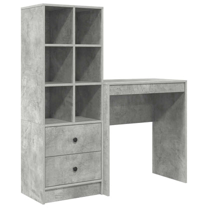 Scrivania con cassetto con lo scaffale 2 pcs Grigio cemento
