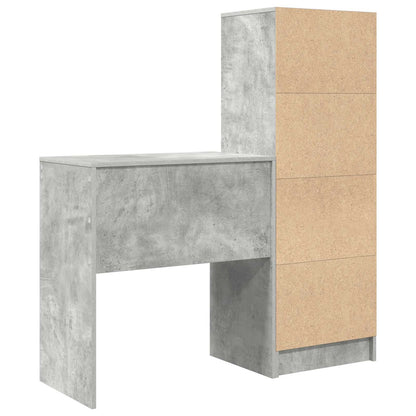 Scrivania con cassetto con lo scaffale 2 pcs Grigio cemento